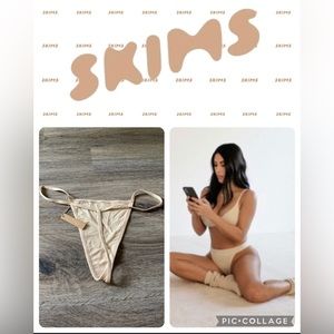 Skims Silky Thong in Sand Size XL